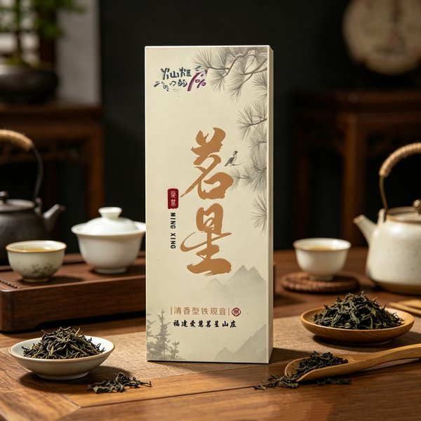 The same design on an ivory box without the gold edge, a dark iron kettle and a white teapot on the table behind it